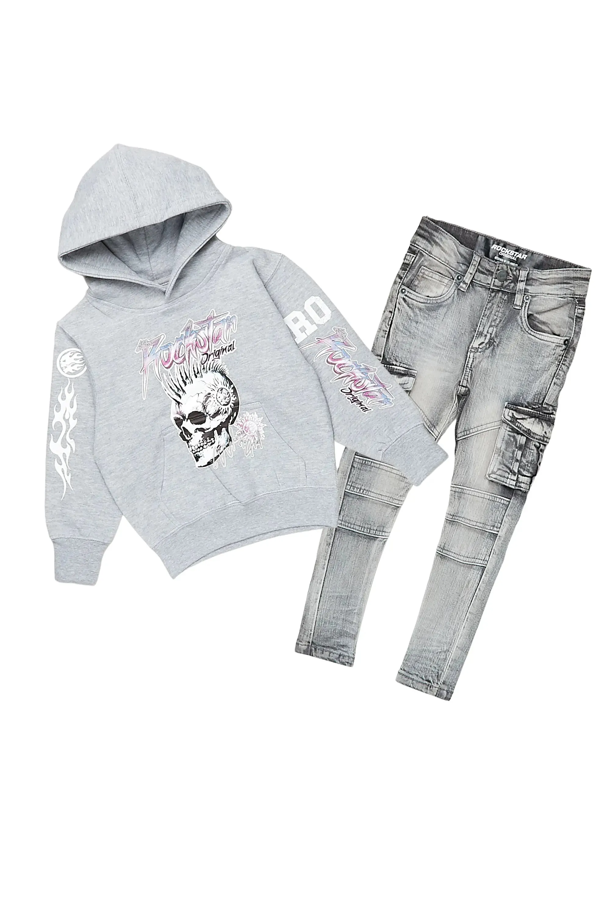 Boys Kendrin Grey Graphic Hoodie/Jean Set