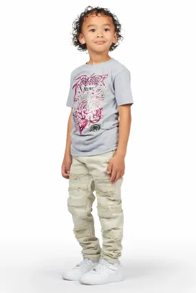 Boys Maghi Grey T-Shirt/Frayed Jean Set