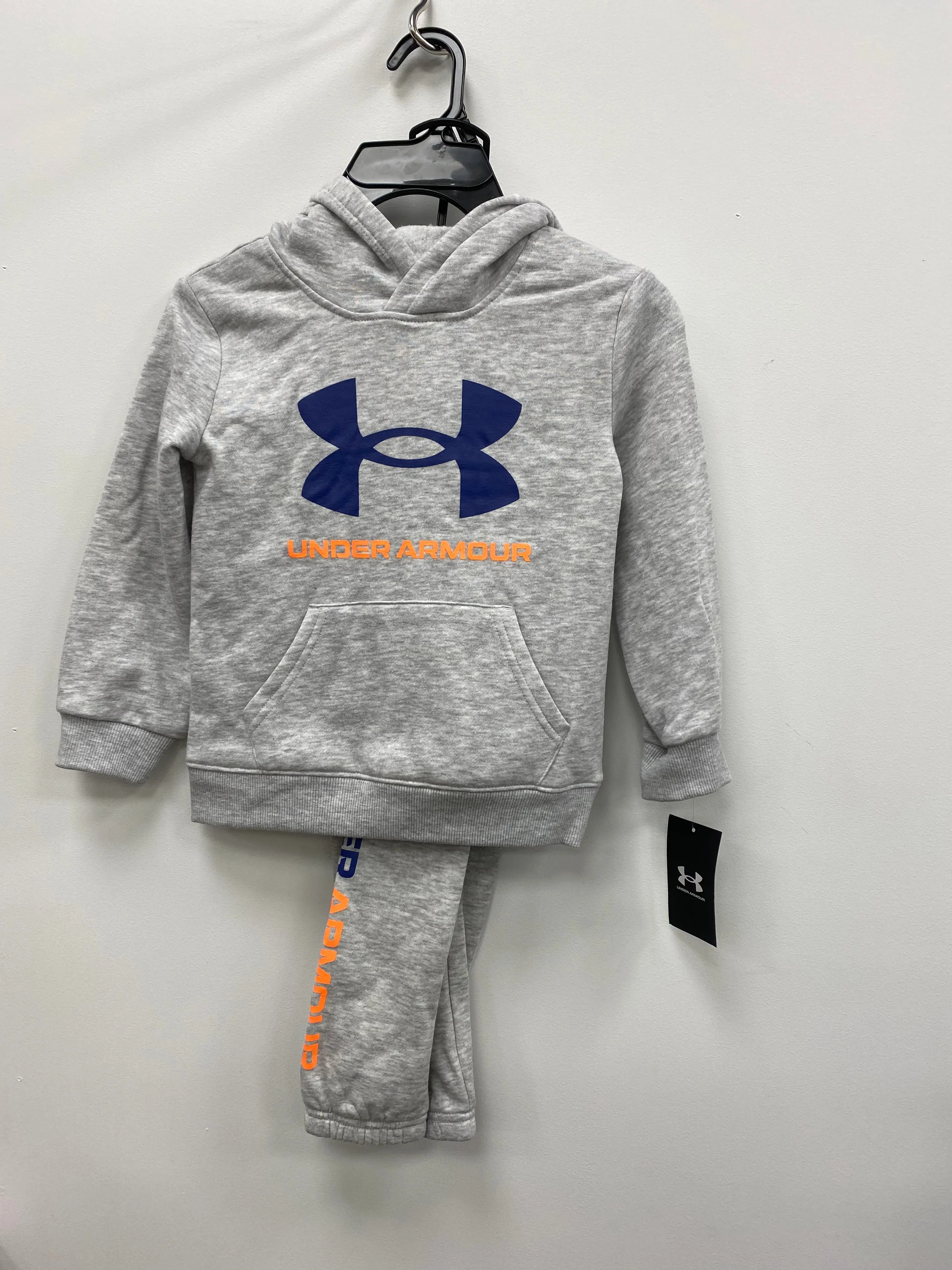 Boys Mod Gray Big Logo Hoodie Set | Under Armour