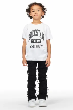 Boys Ofek White T-Shirt/Frayed Skinny Stacked Flare Jean Set