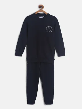 Boys/Girls Navy Blue Round Neck Lounge Set