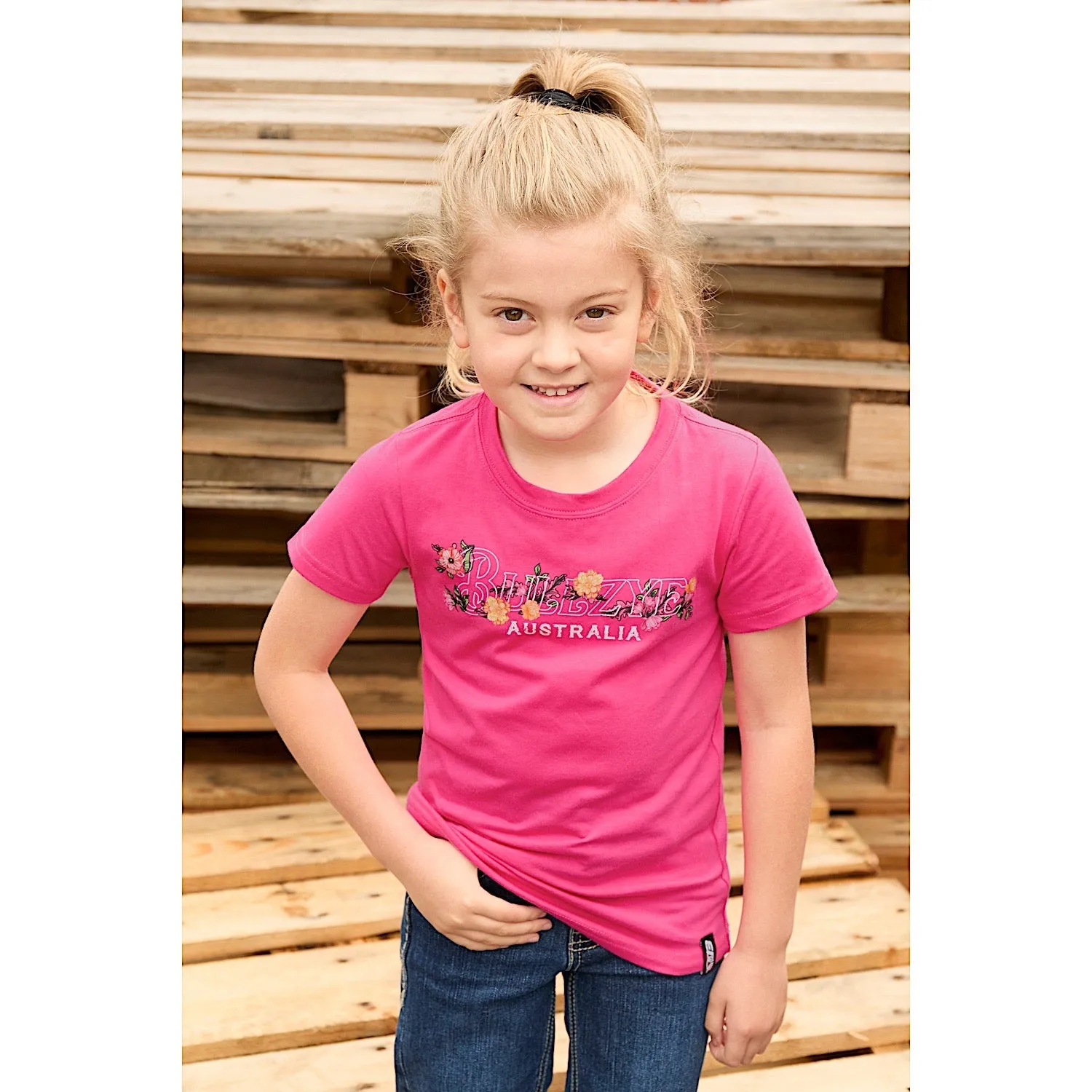 Bullzye Girl's Flora Short Sleeve Tee - Berry