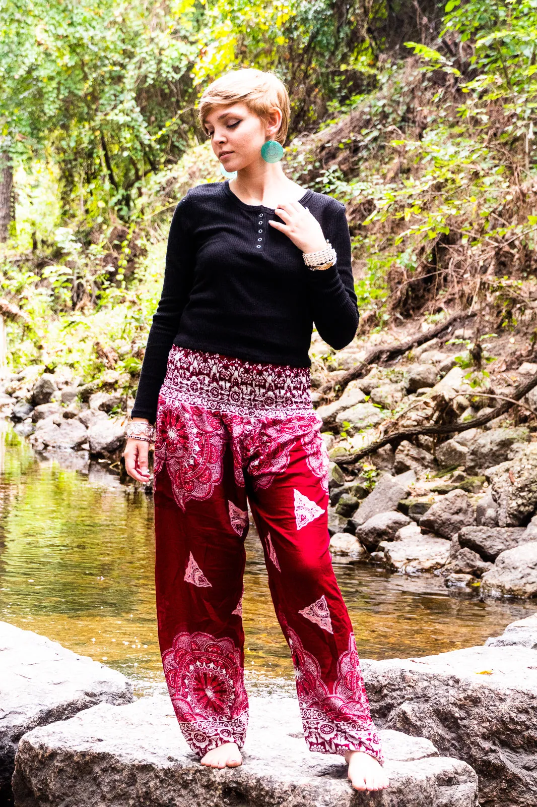 Burgundy Mantra Harem Pants