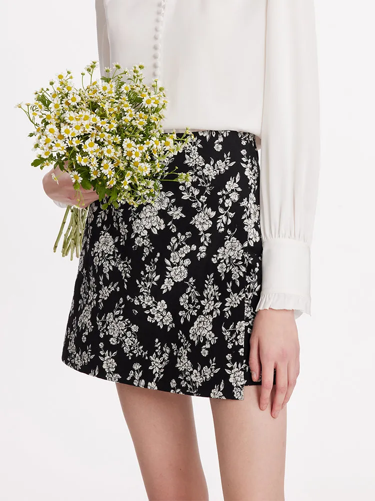 Camellia Jacquard A-Line Women Mini Skirt