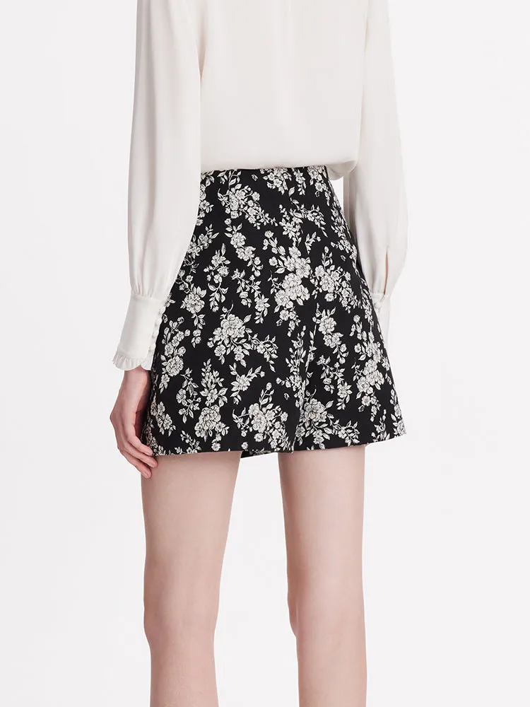 Camellia Jacquard A-Line Women Mini Skirt