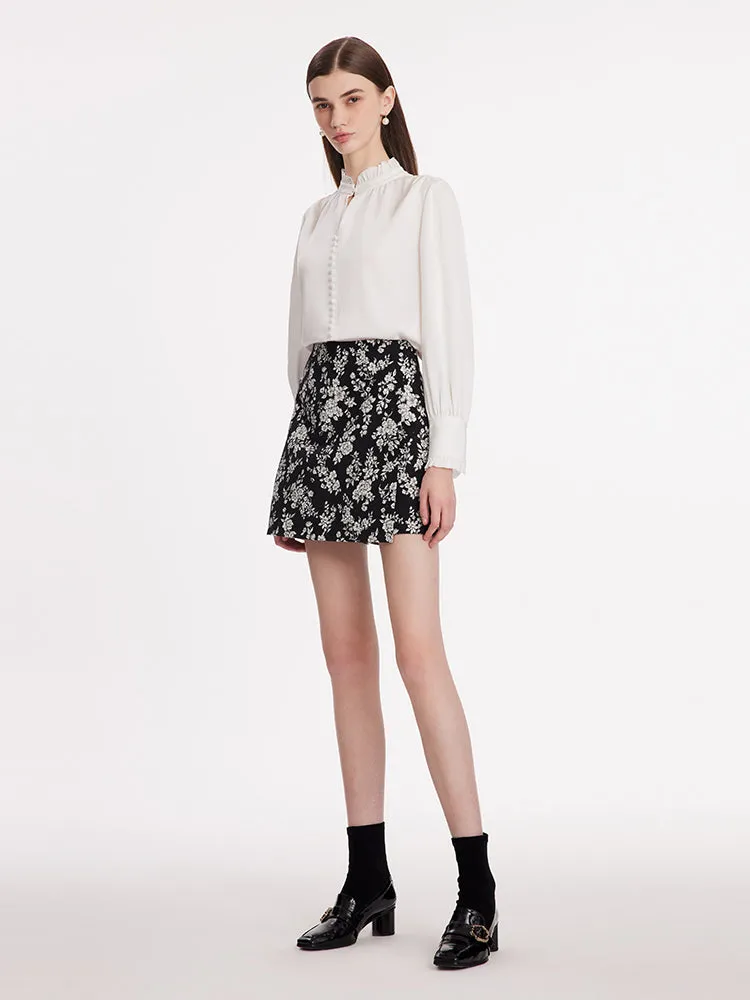 Camellia Jacquard A-Line Women Mini Skirt