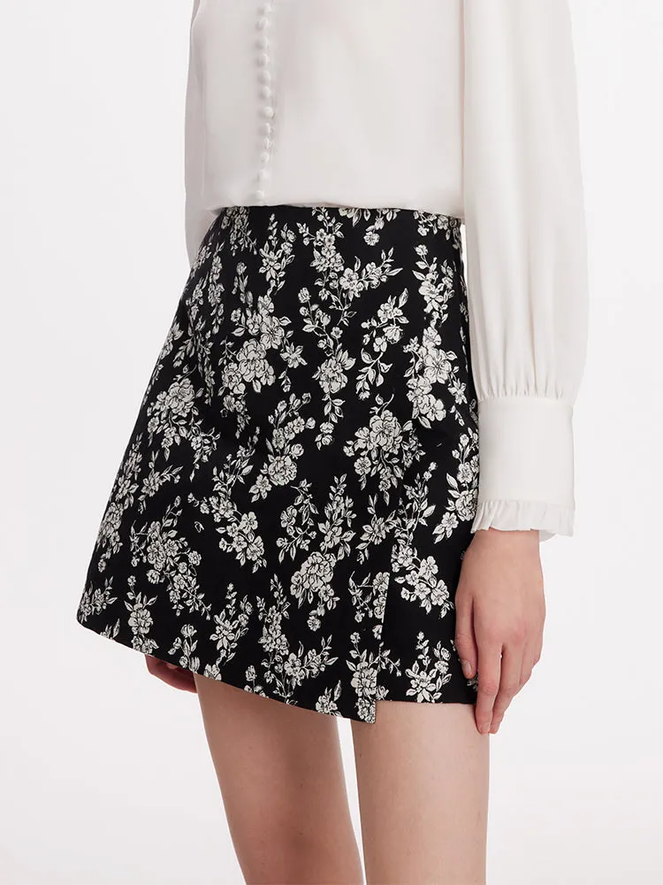 Camellia Jacquard A-Line Women Mini Skirt