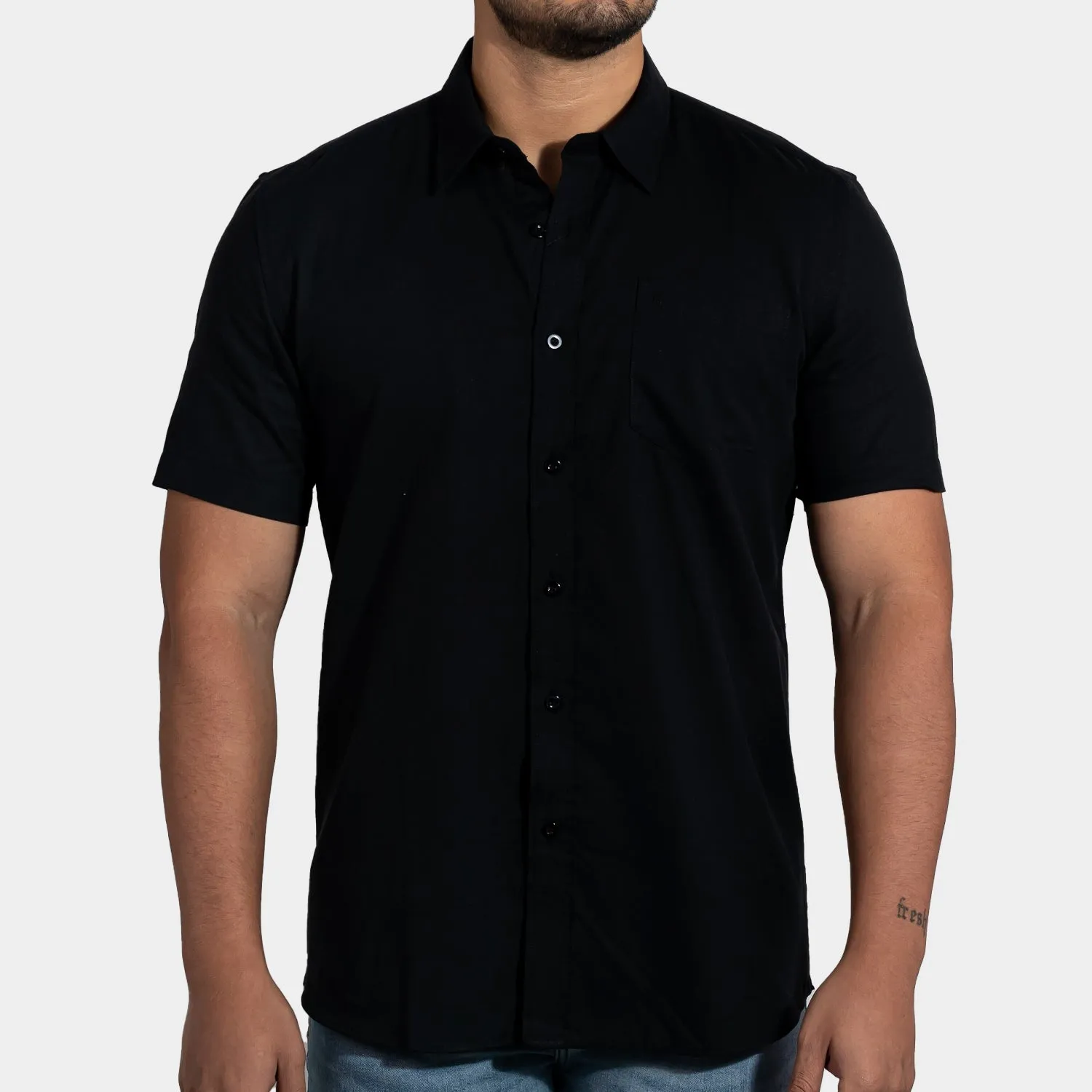 Camisa Casual de Lino Manga Corta para Hombre