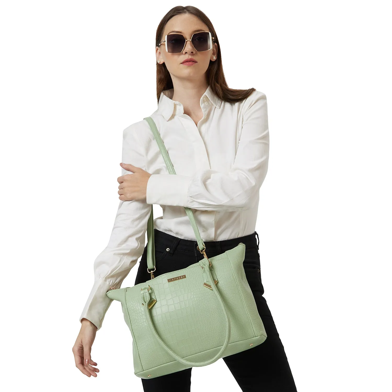 Caprese Freda Laptop Tote Large Mint