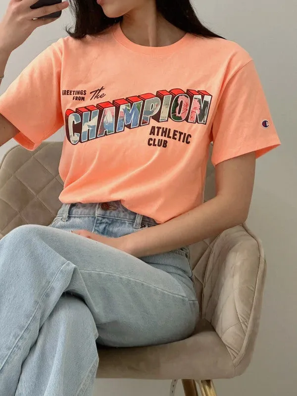 Champion Men's Classic Graphic T-shirt Champion Greetings Washed Melon Heather GT23H 5860DA AZBQ