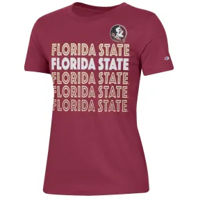 Champion Women's Seminole Logo/Repeat Florida State Design Short Sleeve T-shirt - Garnet