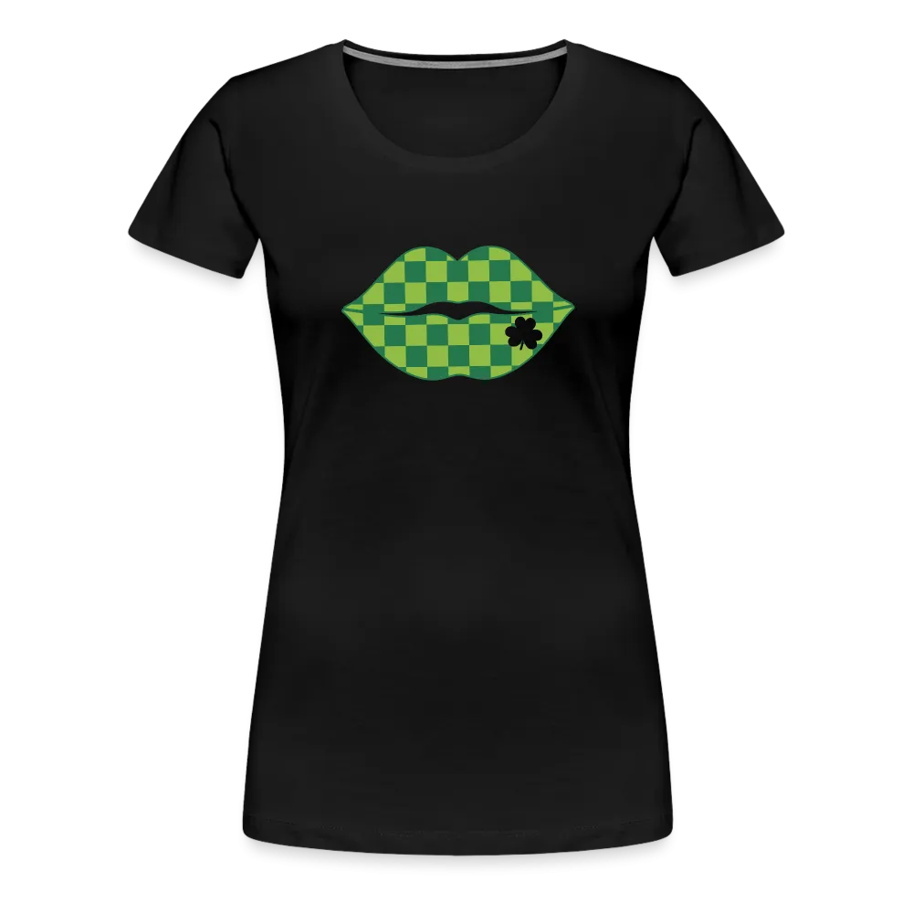 “Checkered Lips- St. Patty’s”-Women’s Premium T-Shirt