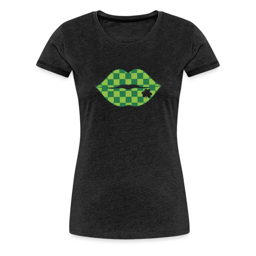 “Checkered Lips- St. Patty’s”-Women’s Premium T-Shirt