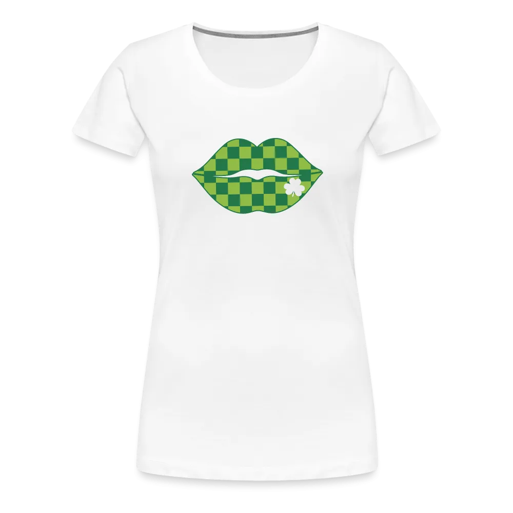 “Checkered Lips- St. Patty’s”-Women’s Premium T-Shirt