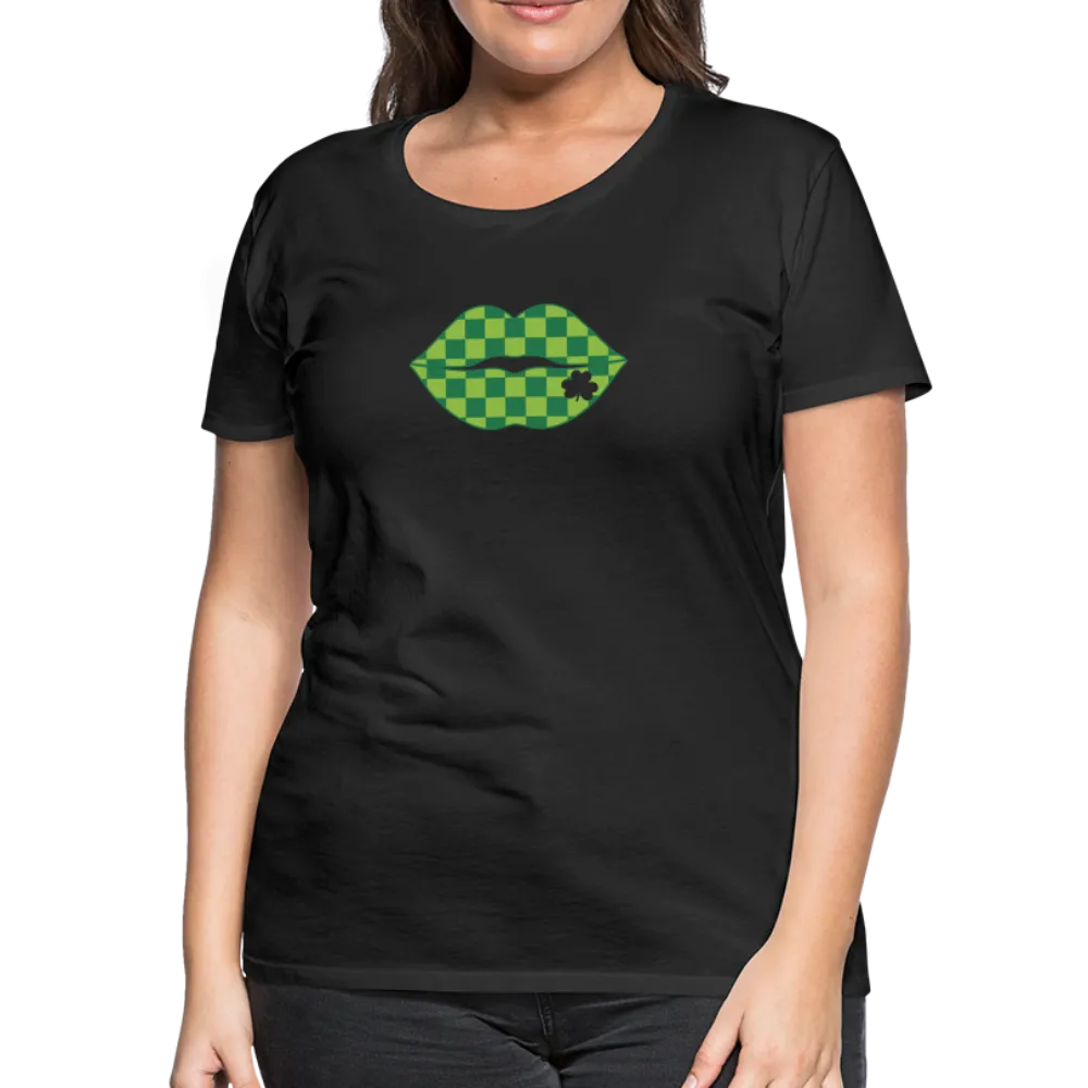 “Checkered Lips- St. Patty’s”-Women’s Premium T-Shirt