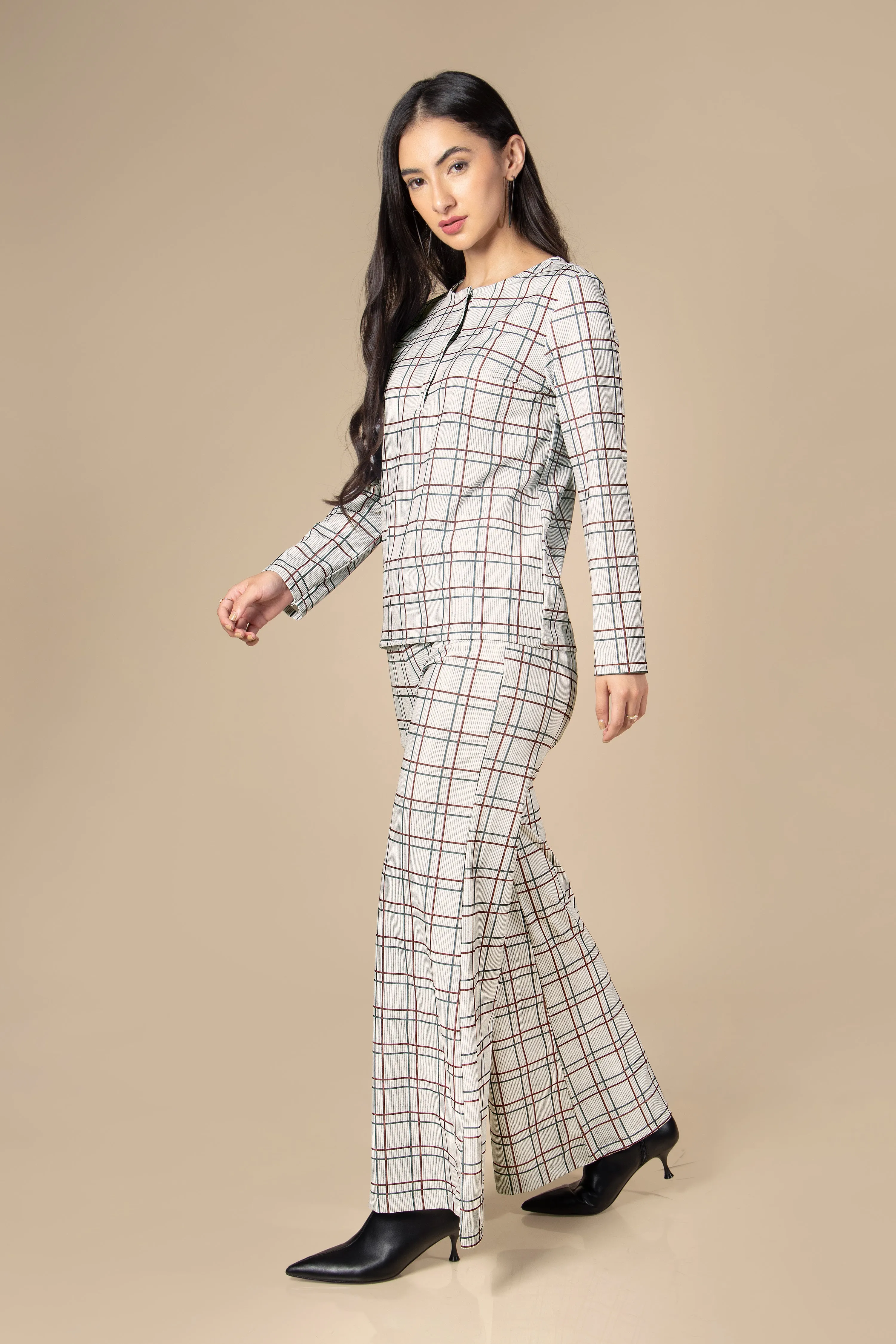 Checks Casual Top Co-Ord Set For Women