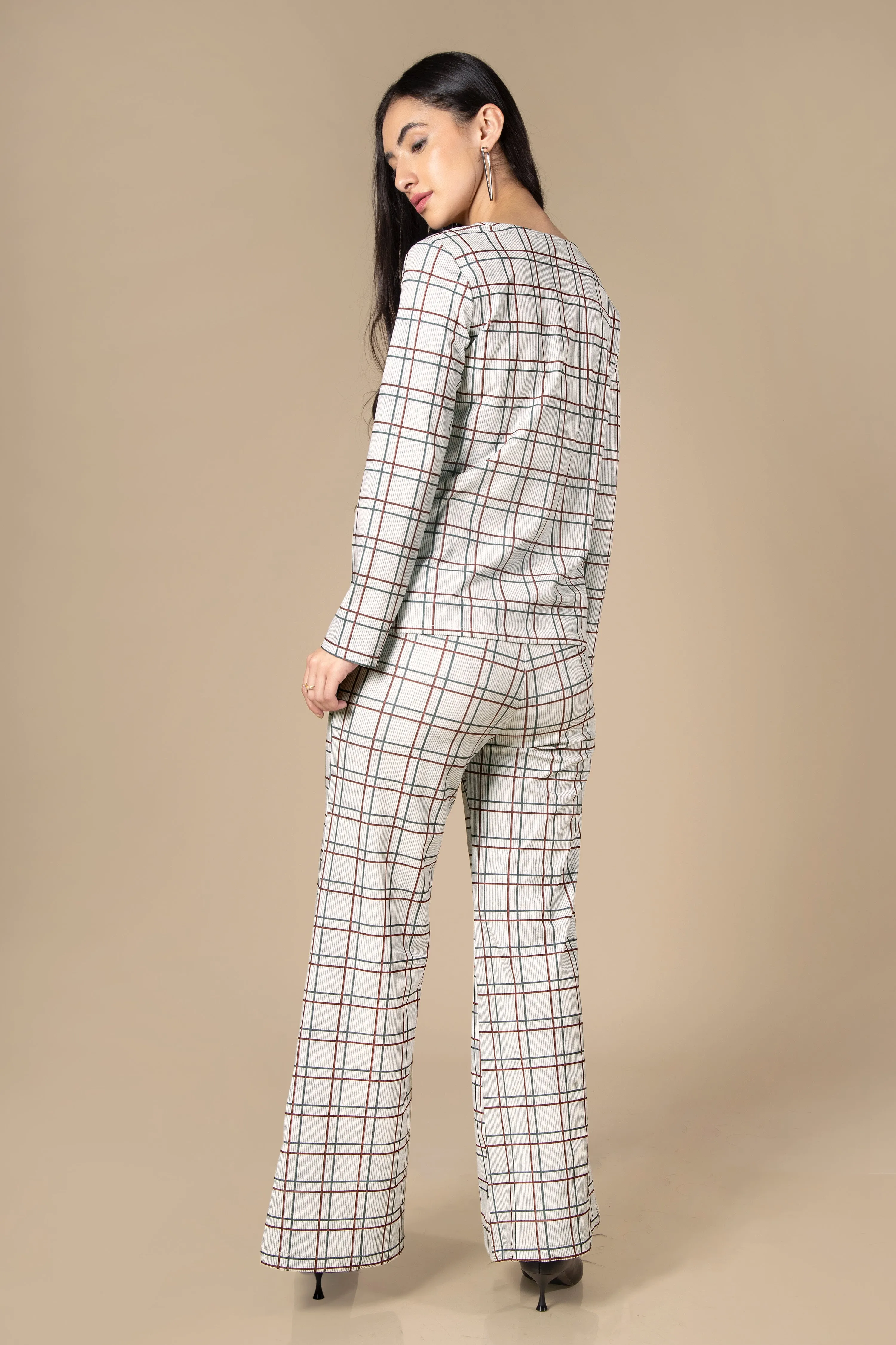 Checks Casual Top Co-Ord Set For Women