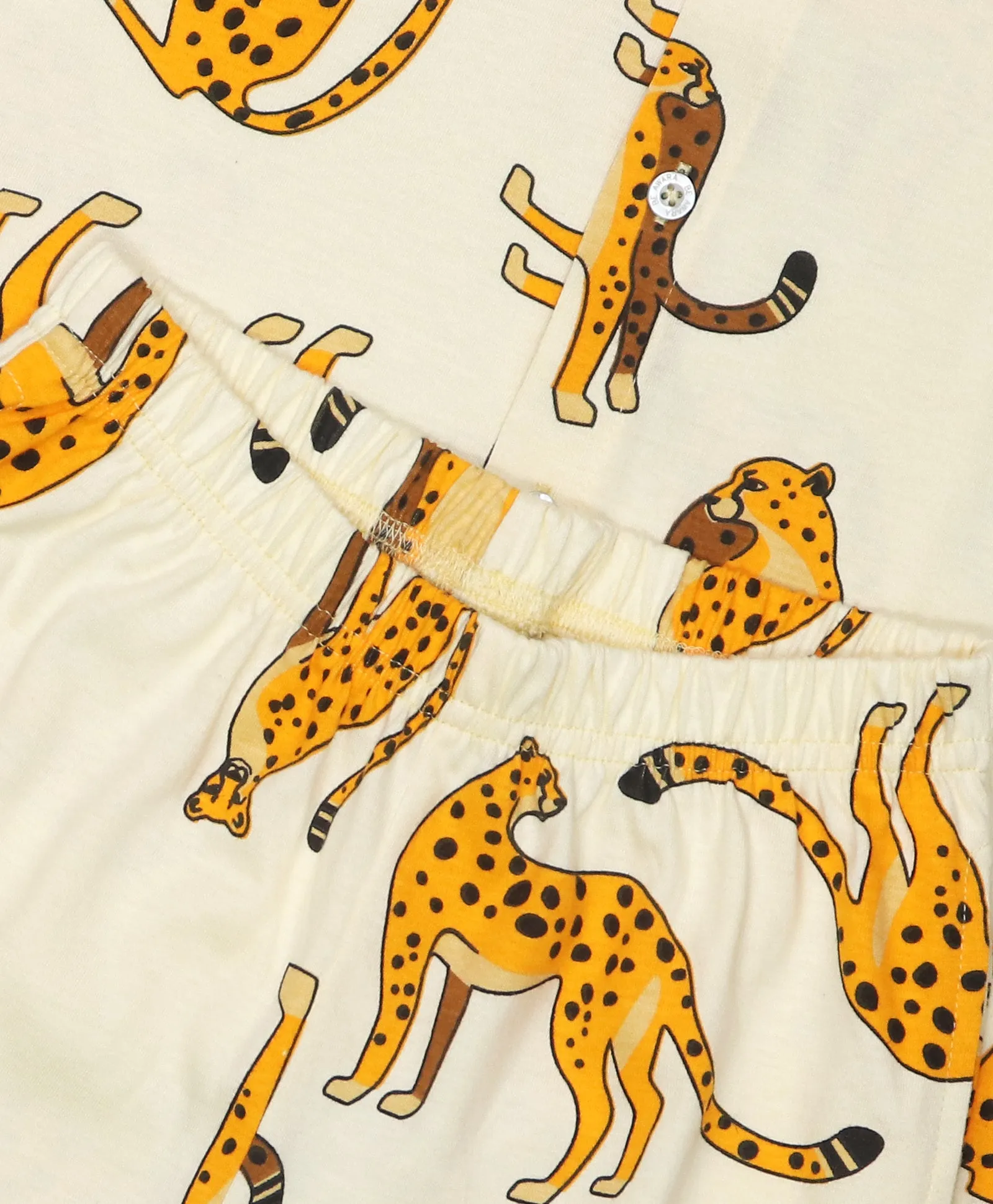 Cheetah Pattern Half Sleeves Nightwear Pajama Set