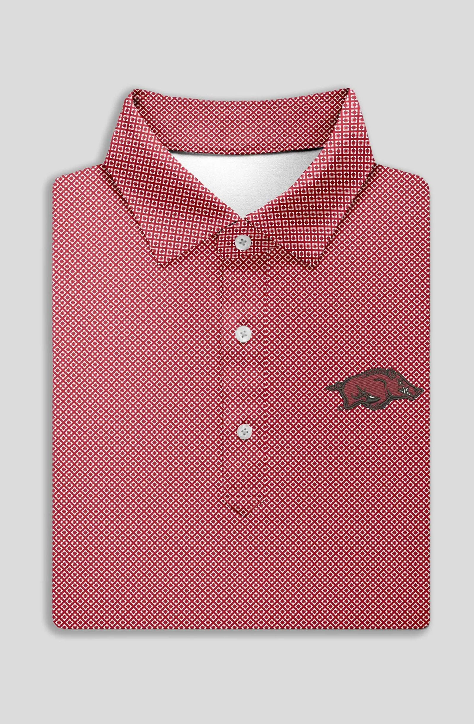 Clarence Mini Diamond Jacquard Performance Polo - University of Arkansas