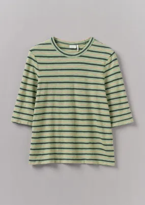 Cleo Stripe Cotton Half Sleeve Tee | Sage