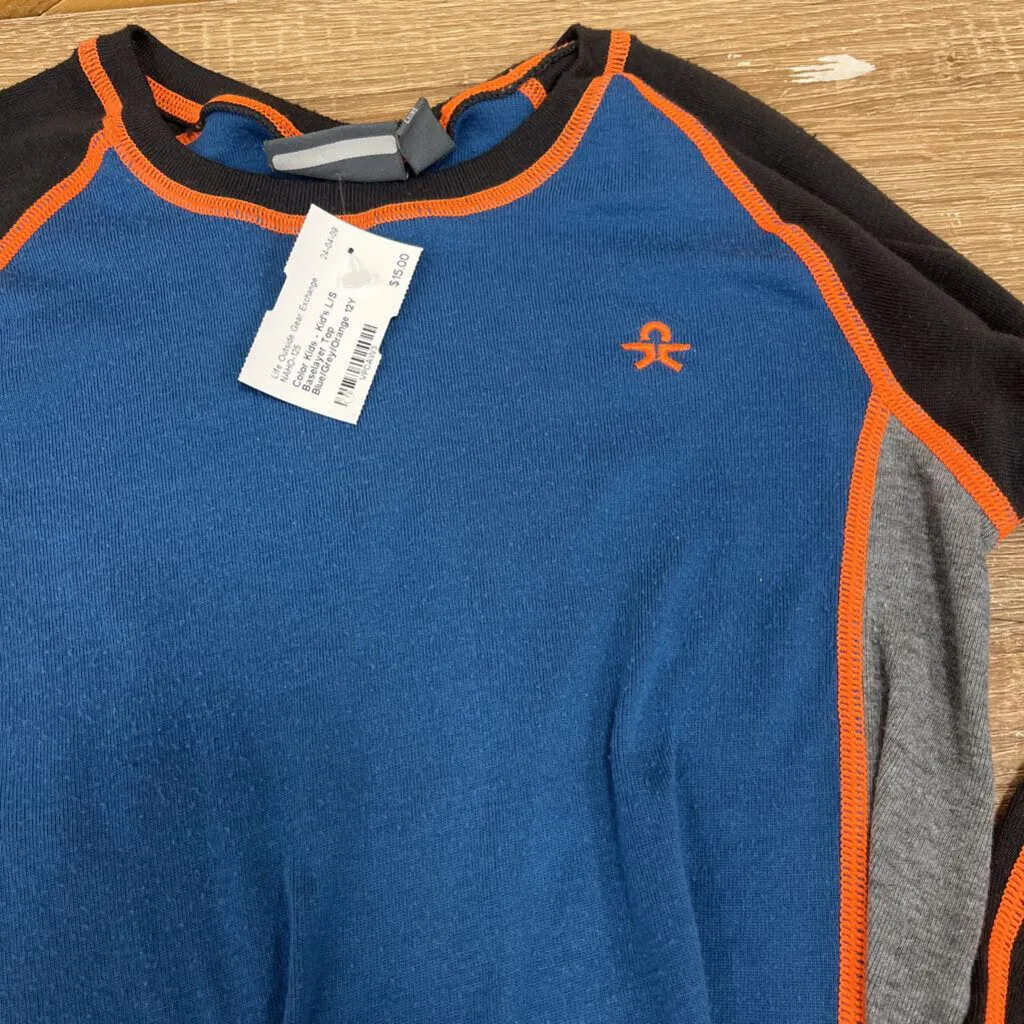 Color Kids - Kid's L/S Baselayer Top: Blue/Grey/Orange-children-12Y