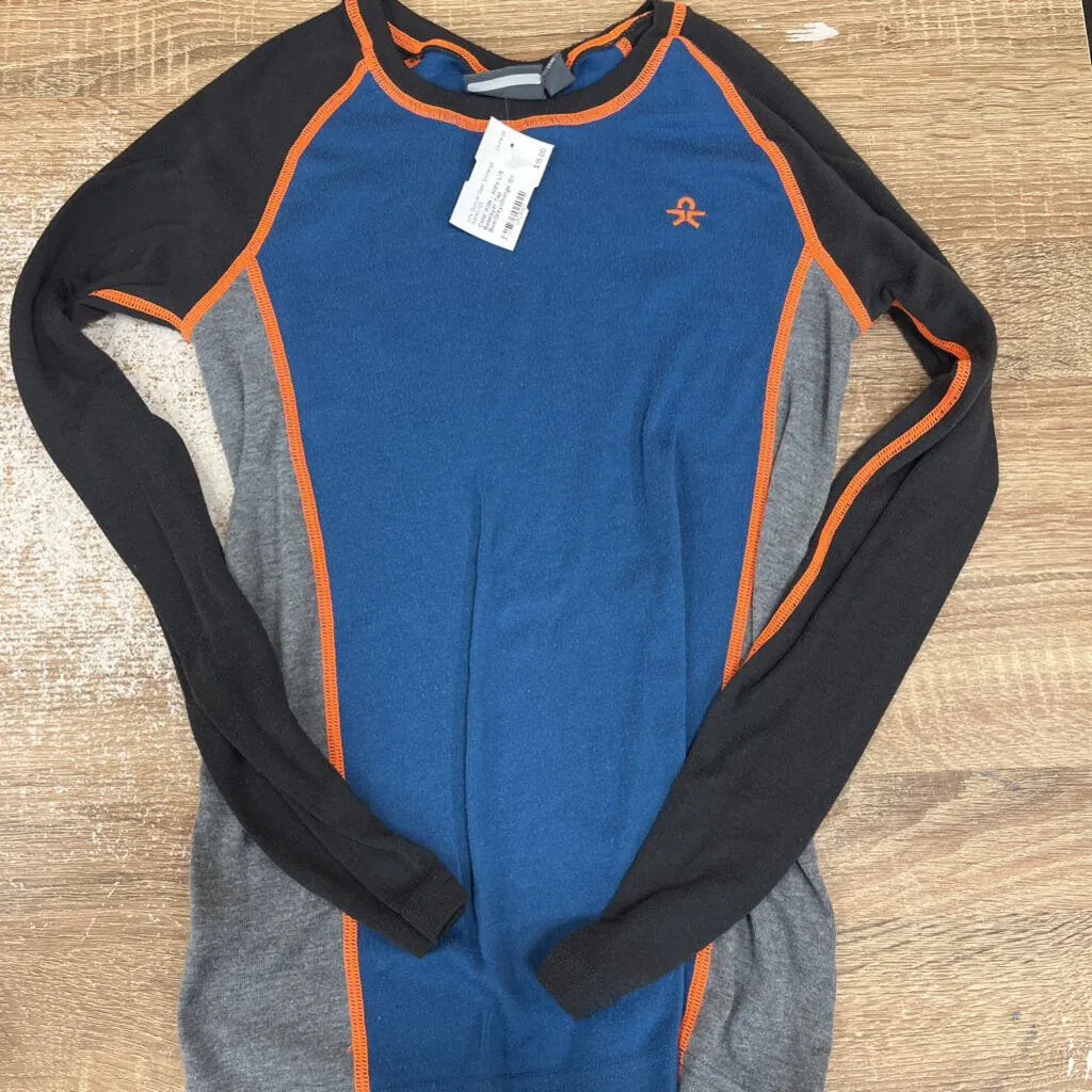 Color Kids - Kid's L/S Baselayer Top: Blue/Grey/Orange-children-12Y