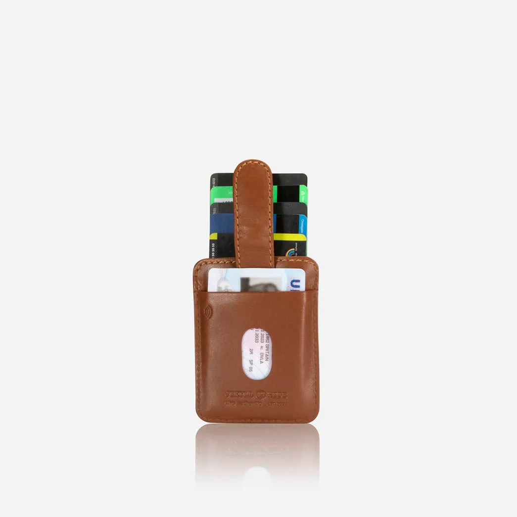 Compact Tab Card Holder, Tan