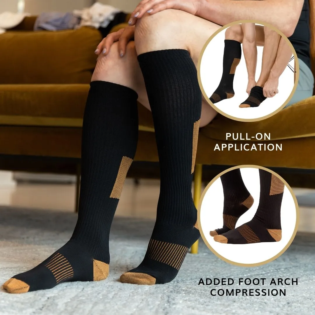 Copper Compression Socks | Medical Stockings for Varicose Veins, Pregnancy Swelling, Diabetic Men and Women (Pair)