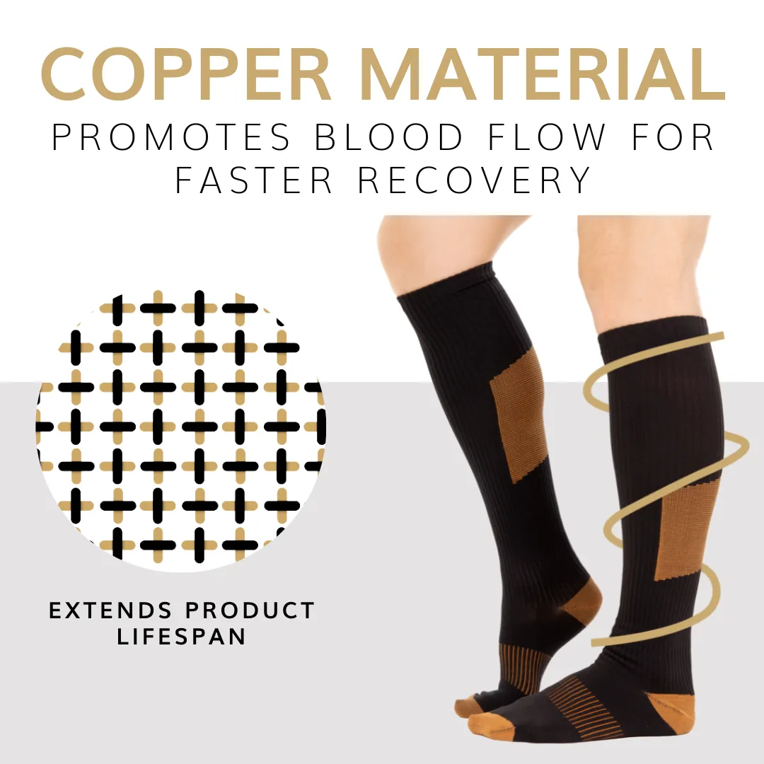 Copper Compression Socks | Medical Stockings for Varicose Veins, Pregnancy Swelling, Diabetic Men and Women (Pair)