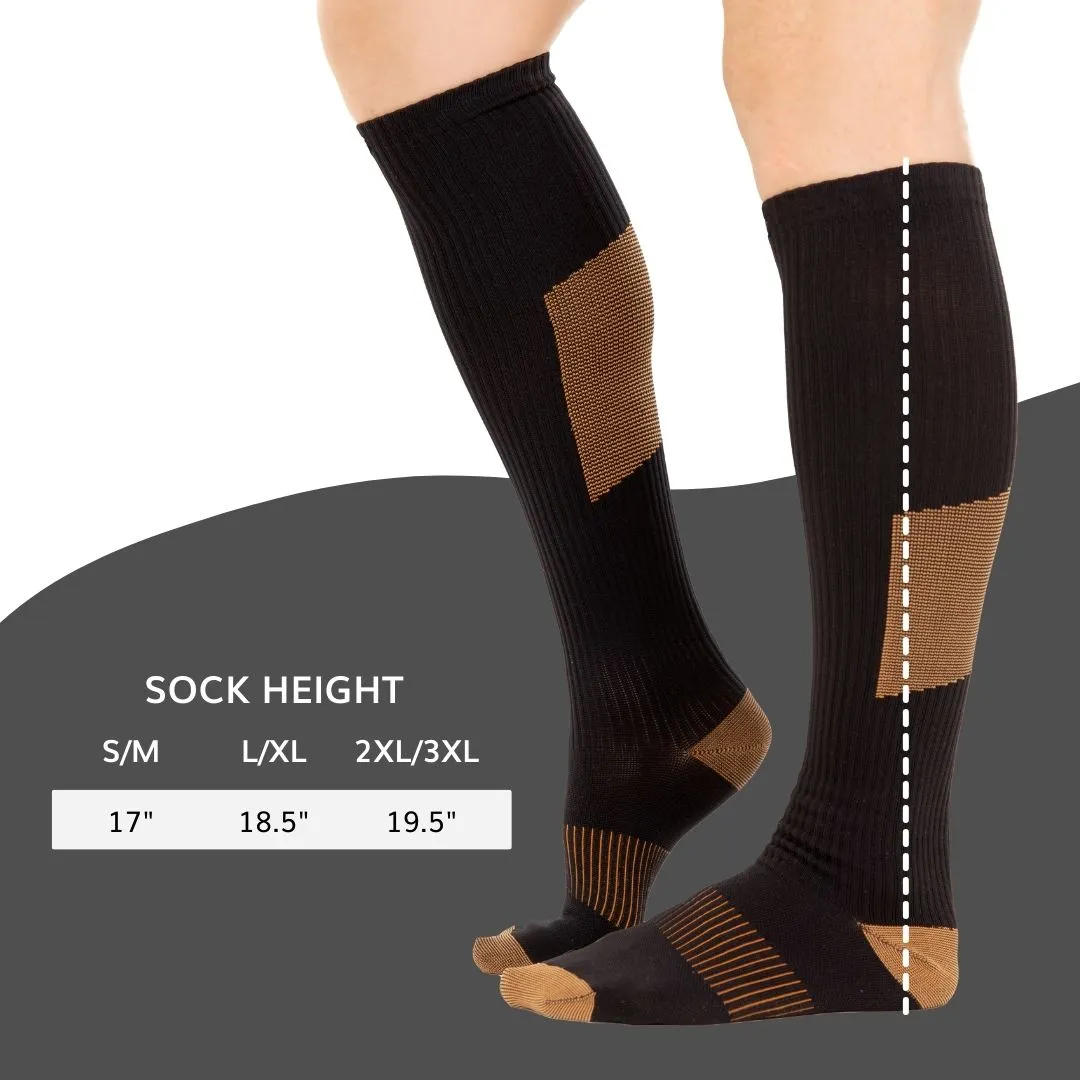 Copper Compression Socks | Medical Stockings for Varicose Veins, Pregnancy Swelling, Diabetic Men and Women (Pair)