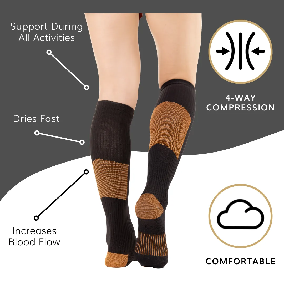 Copper Compression Socks | Medical Stockings for Varicose Veins, Pregnancy Swelling, Diabetic Men and Women (Pair)