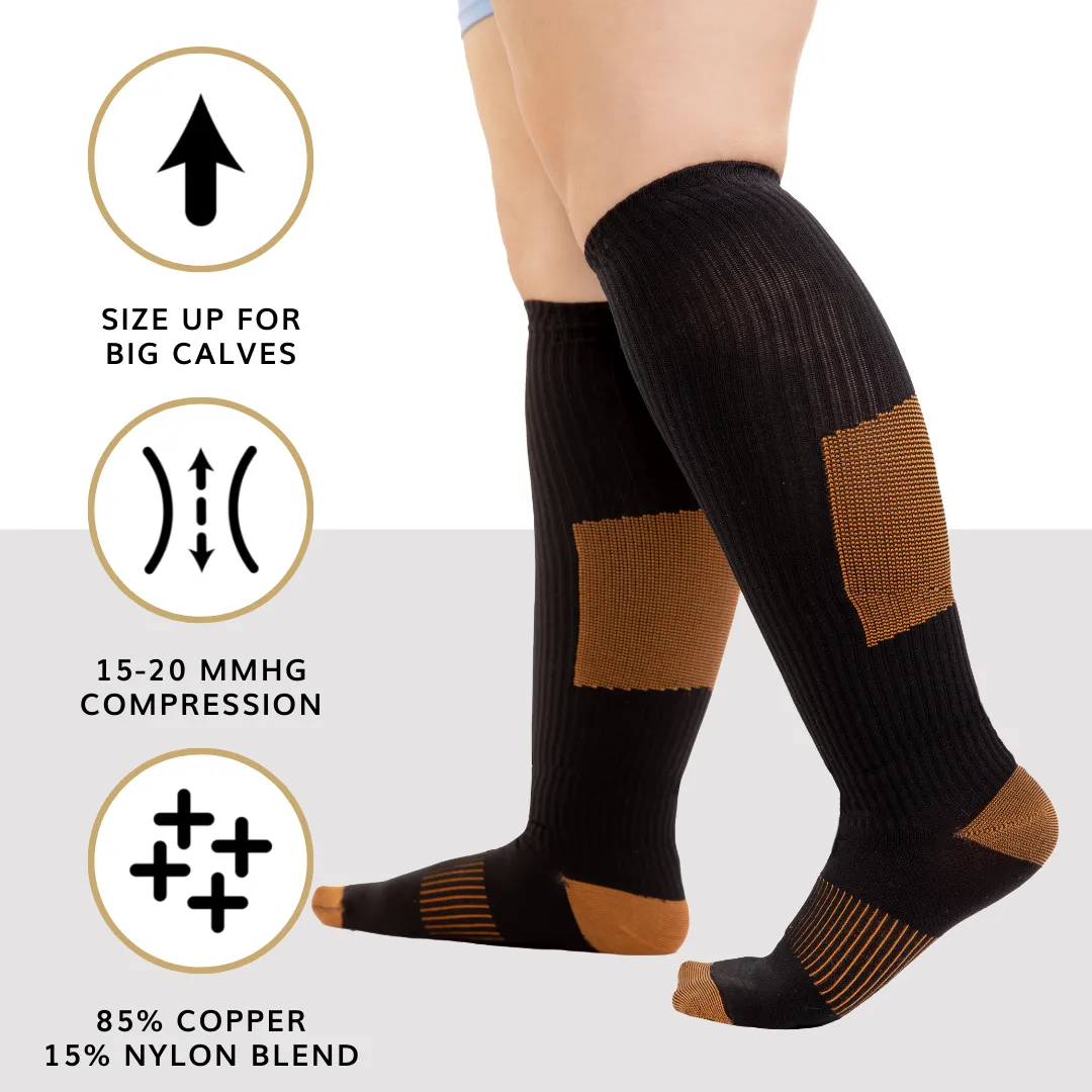 Copper Compression Socks | Medical Stockings for Varicose Veins, Pregnancy Swelling, Diabetic Men and Women (Pair)