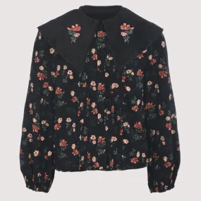 Corduroy Fall Floral Blouse