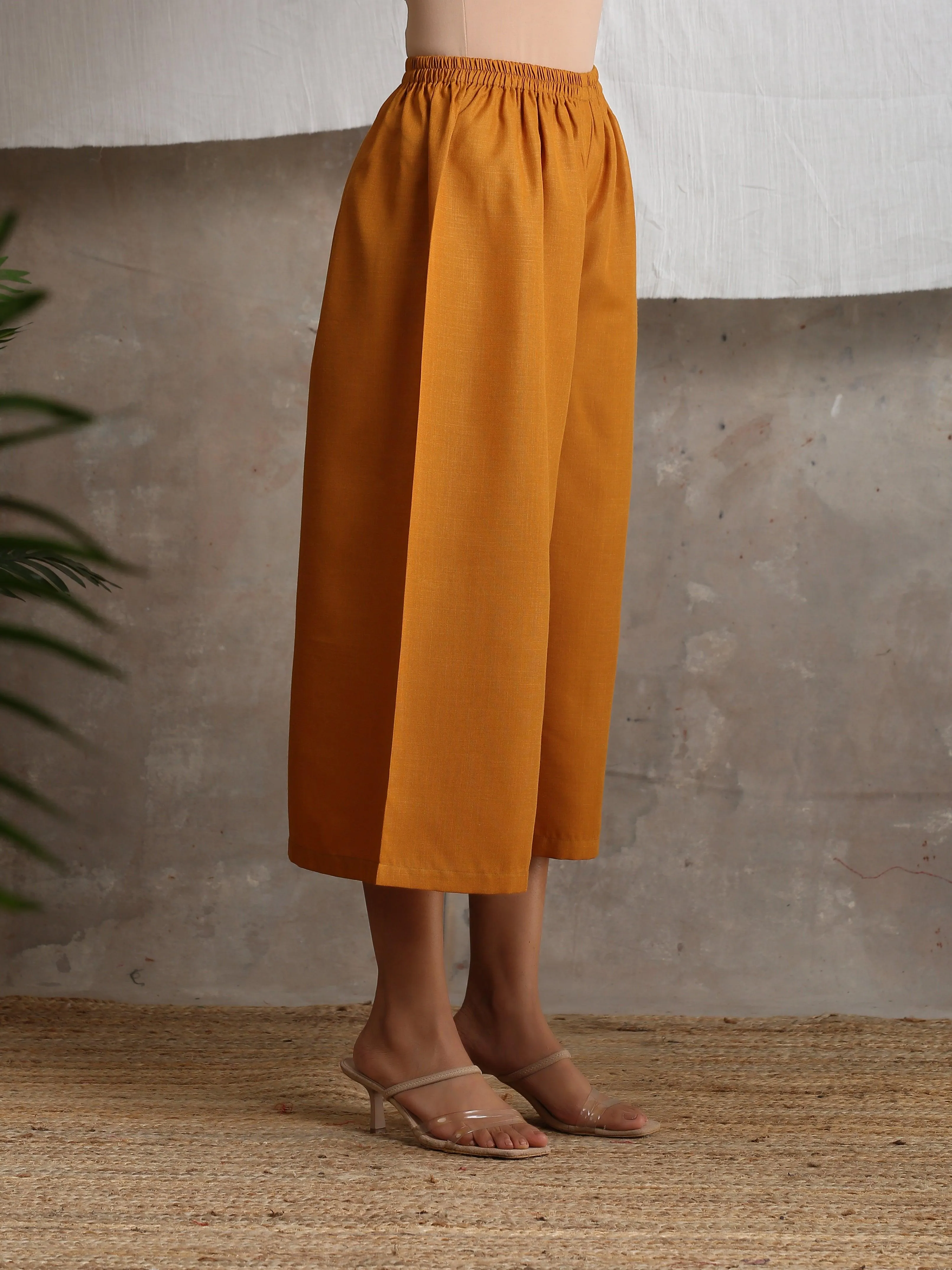 Cotton Linen Mustard Yellow Palazzo