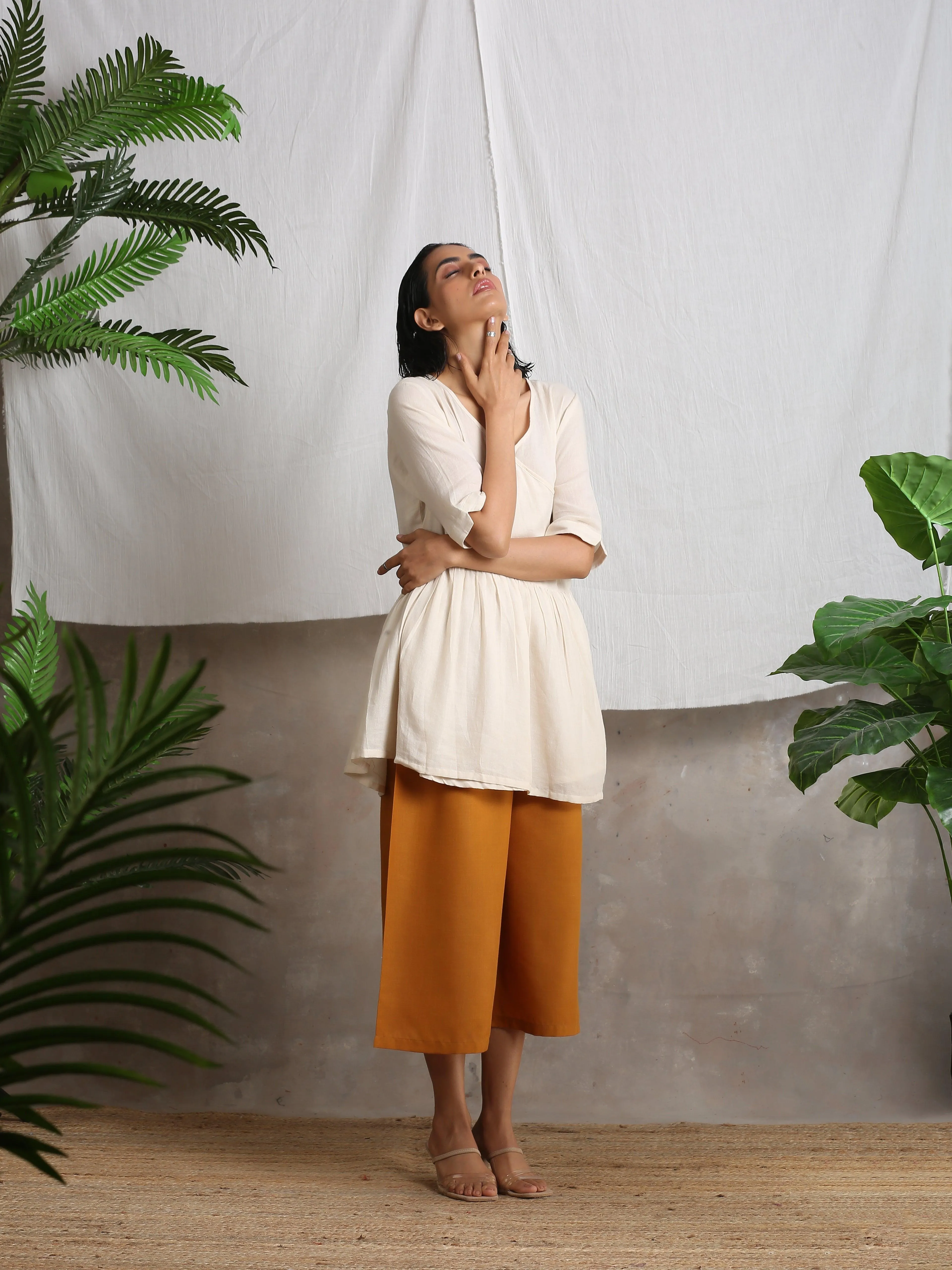 Cotton Linen Mustard Yellow Palazzo