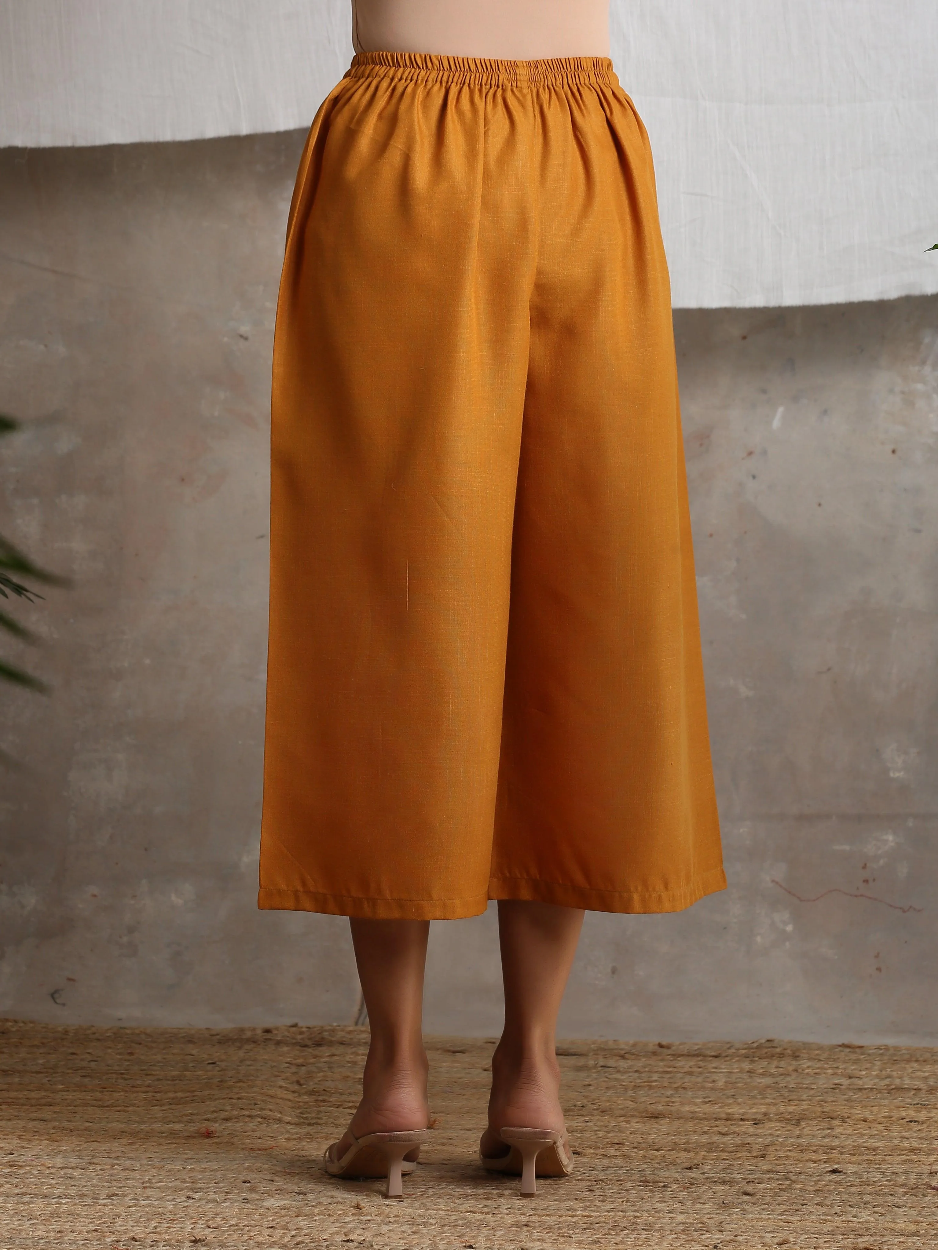 Cotton Linen Mustard Yellow Palazzo