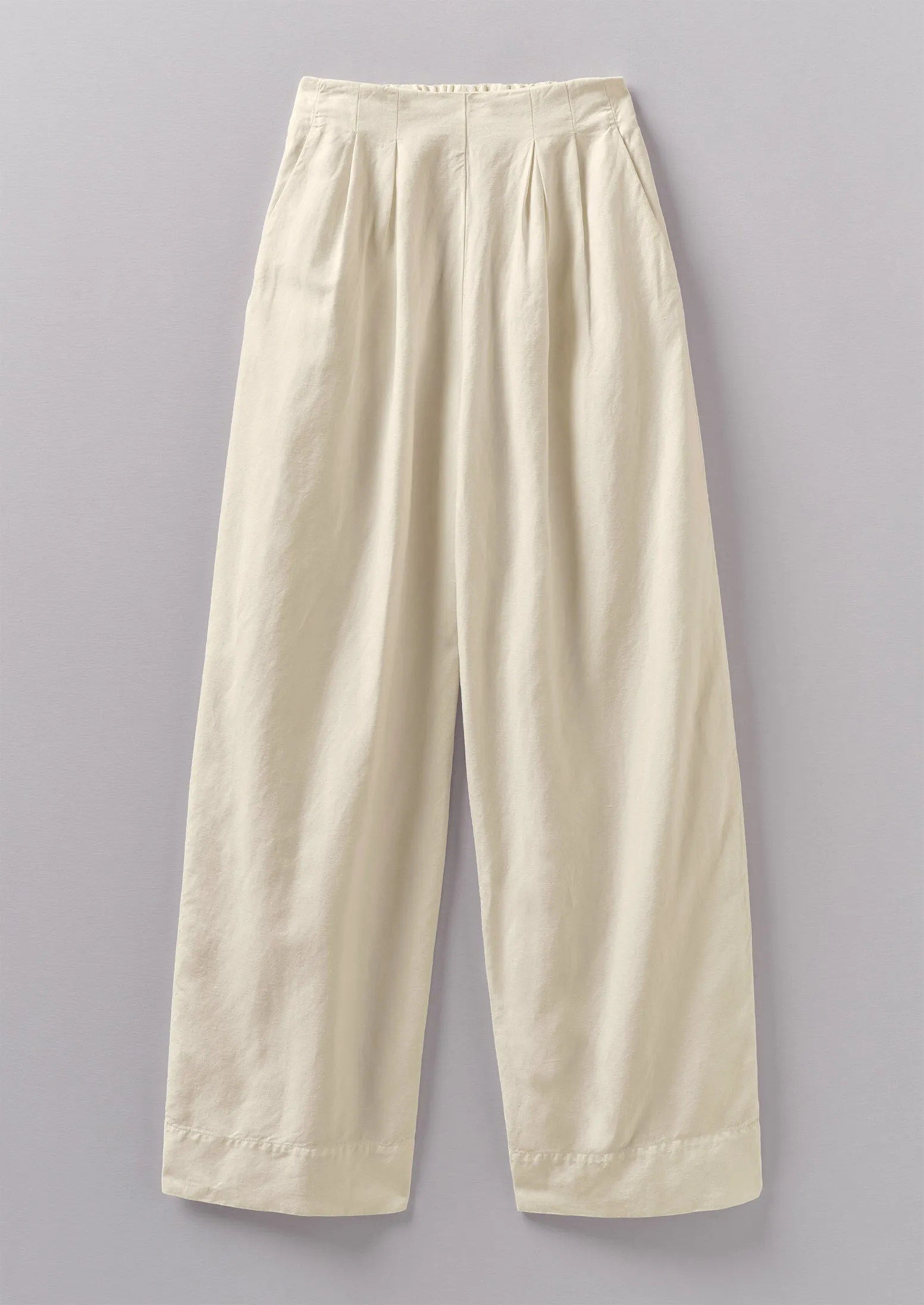 Cotton Linen Wide Leg Trousers | Parchment