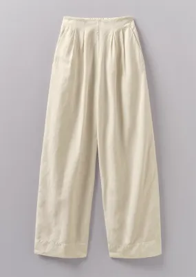 Cotton Linen Wide Leg Trousers | Parchment