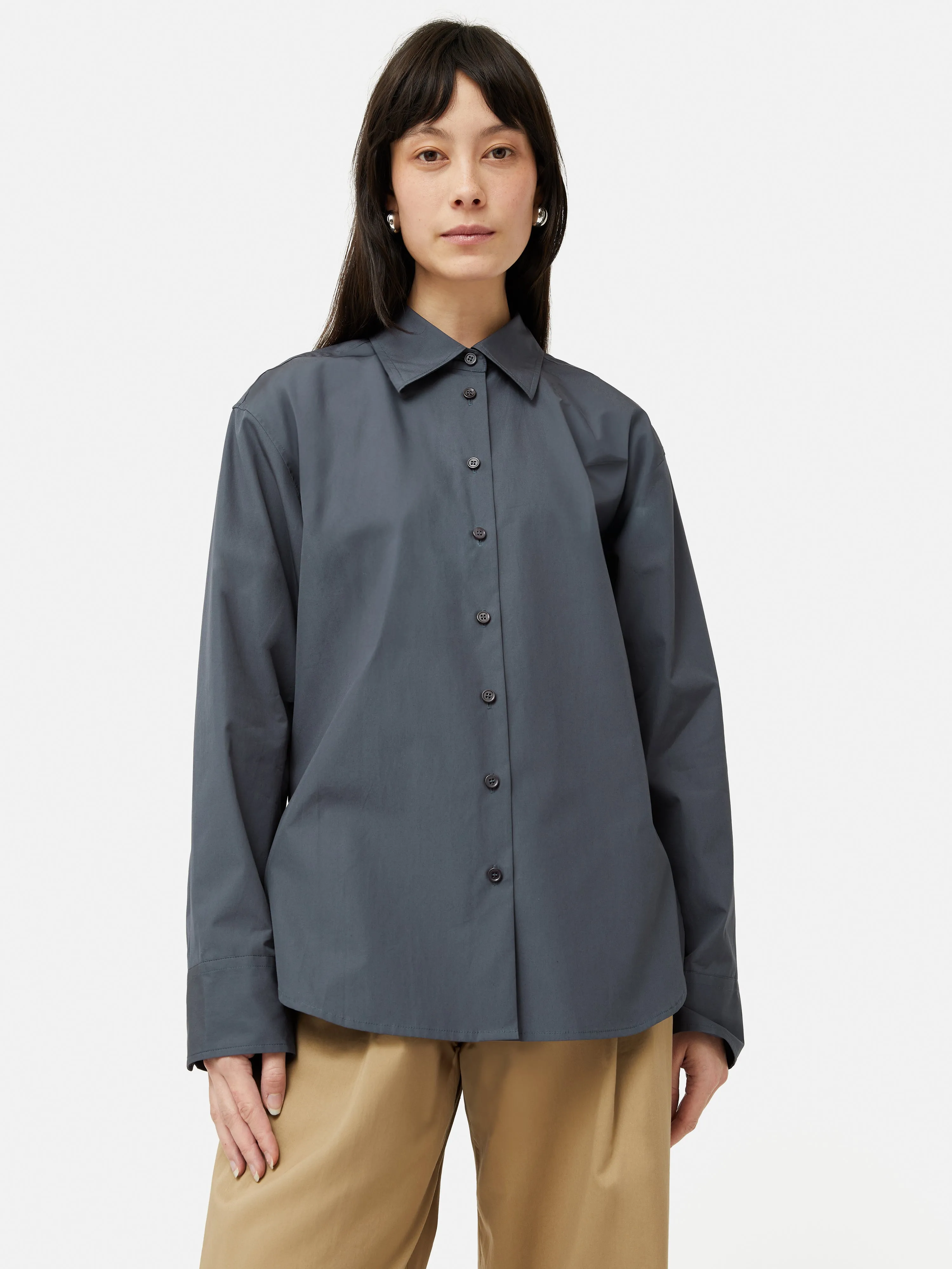 Cotton Poplin Shirt | Navy