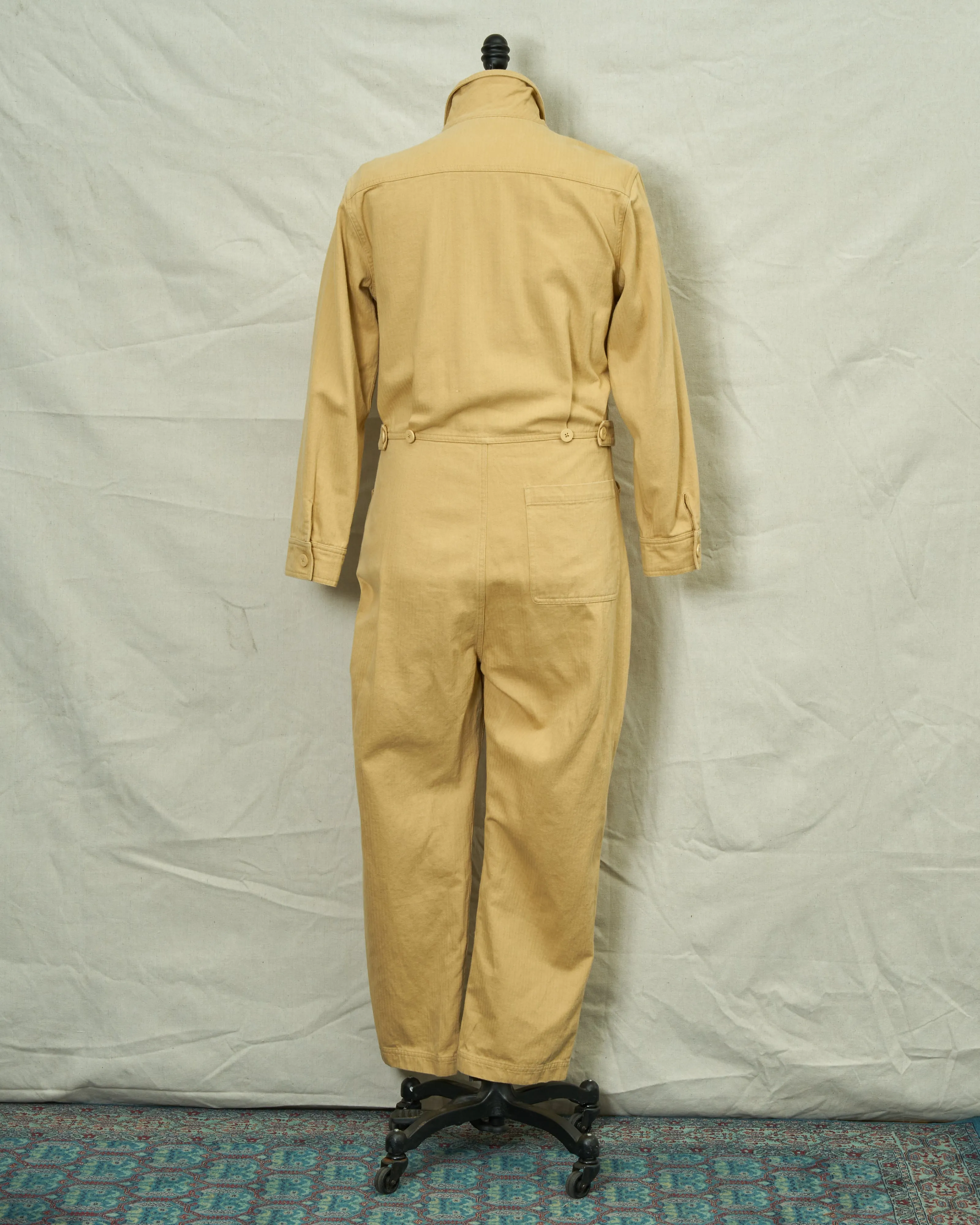 Coveralls in Khaki Herringbone