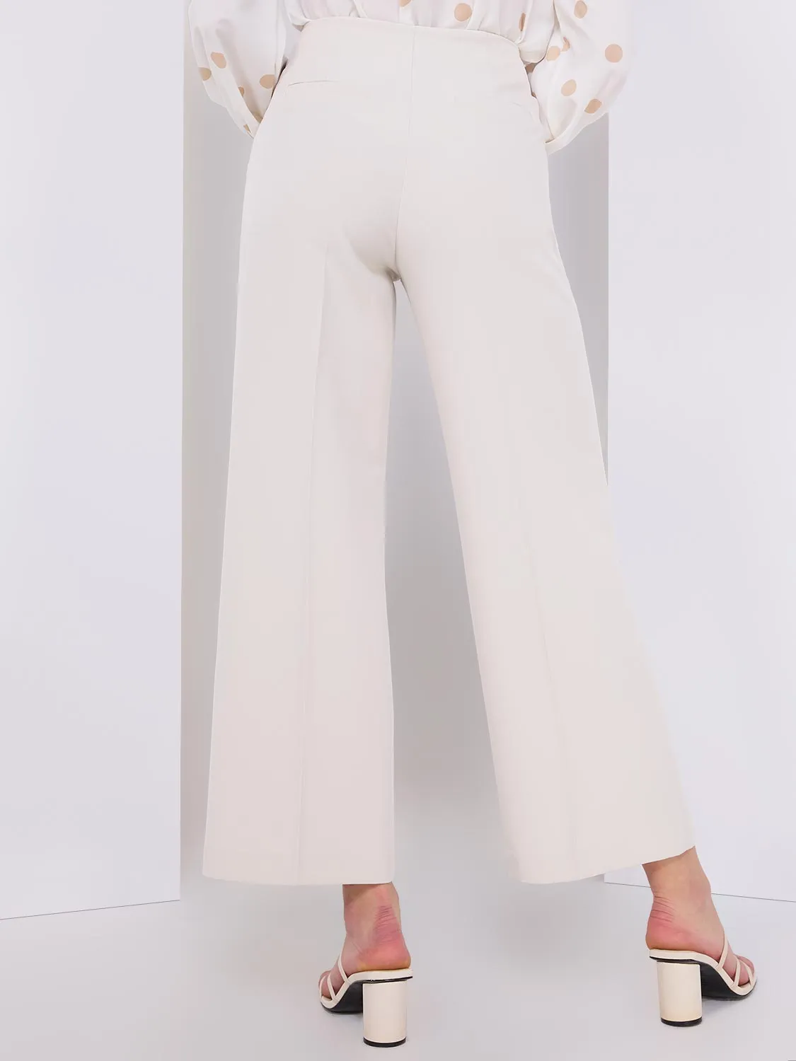 Cropped Wide-Leg Pants With Gold Hardware