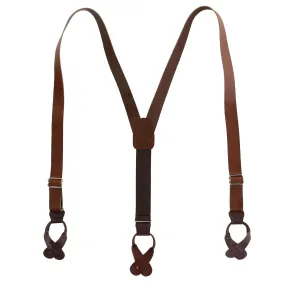 CTM® Men's Coated Leather Button-End 1 Inch Suspenders