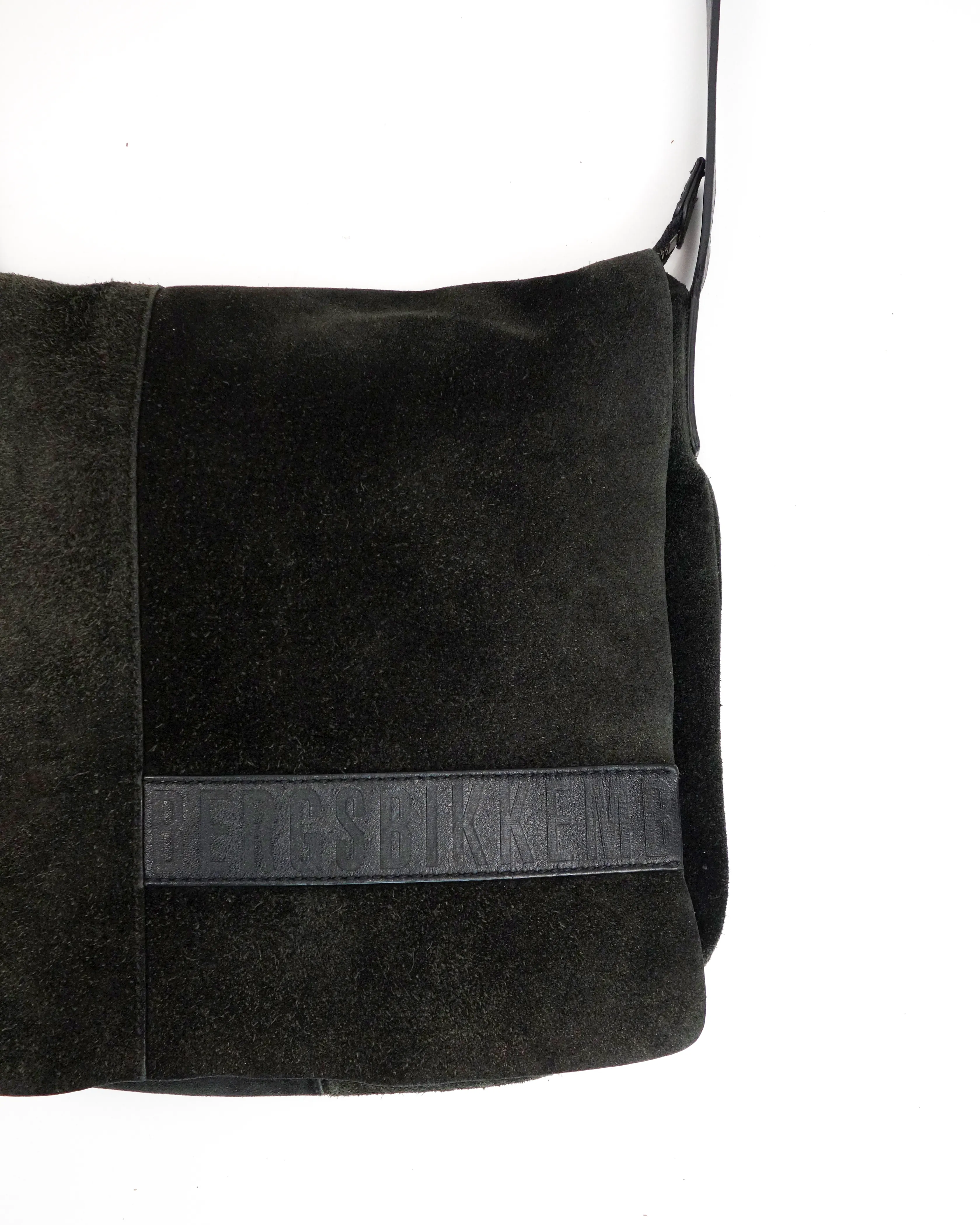 Dirk Bikkembergs Raw Black Suede Side Bag 2000's