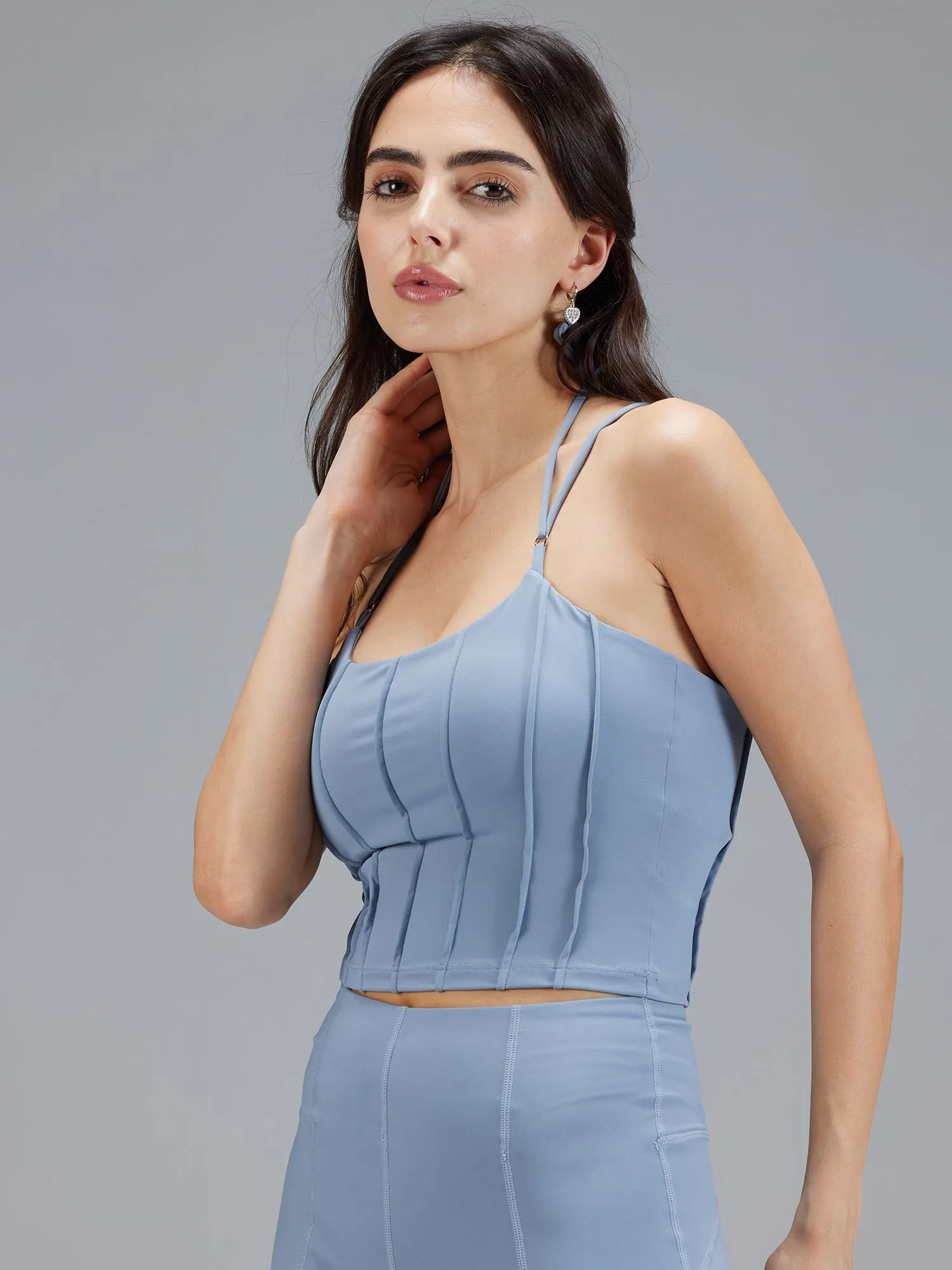 Dusty-Blue Knot-It Corset Top