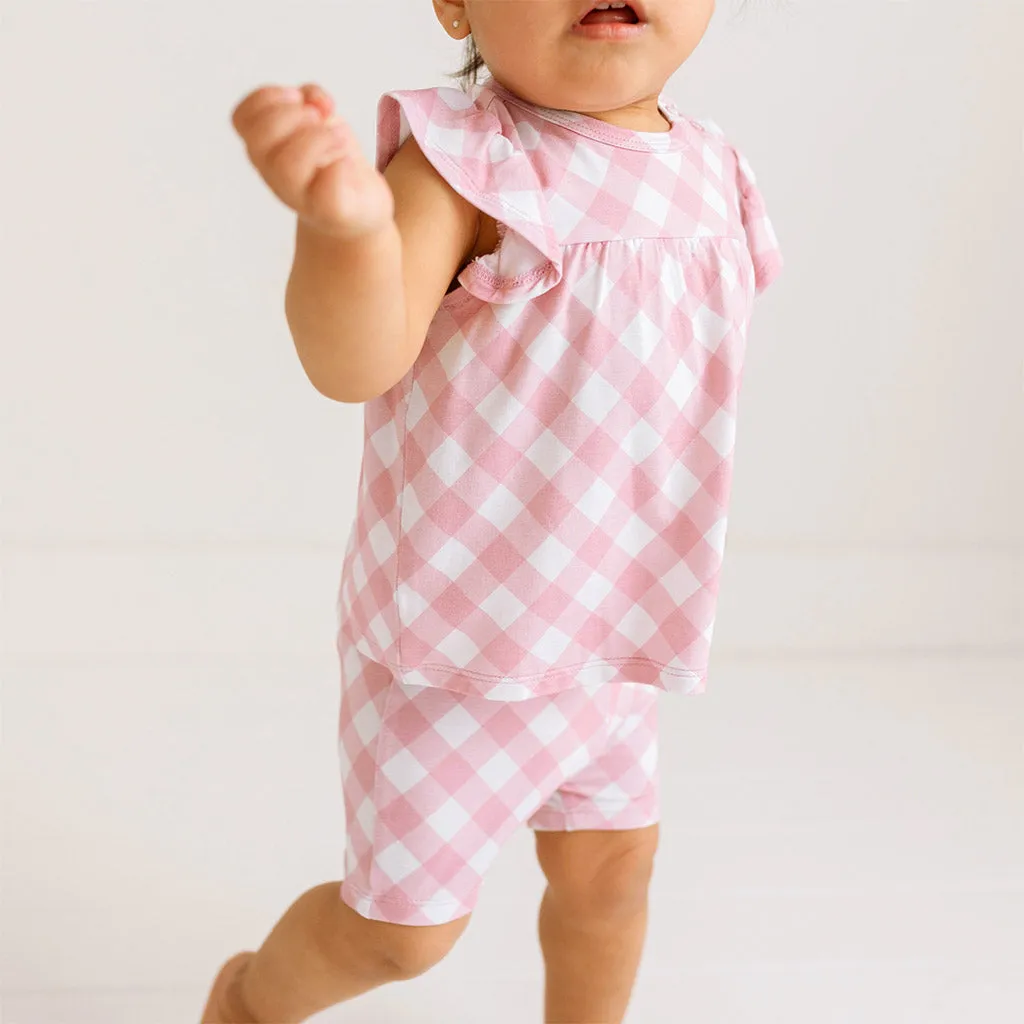 Dusty Rose Gingham Babydoll Top