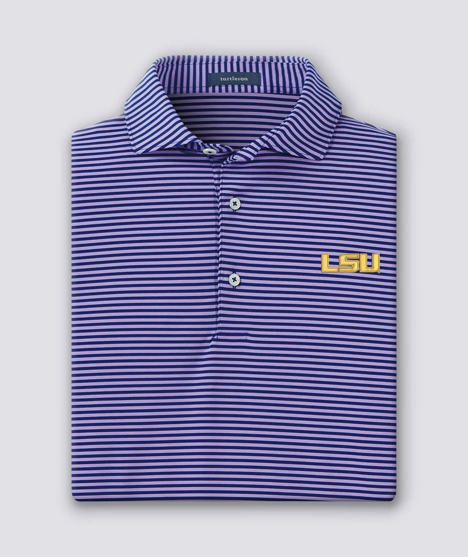 Edward Stripe Performance Polo - Louisiana State University