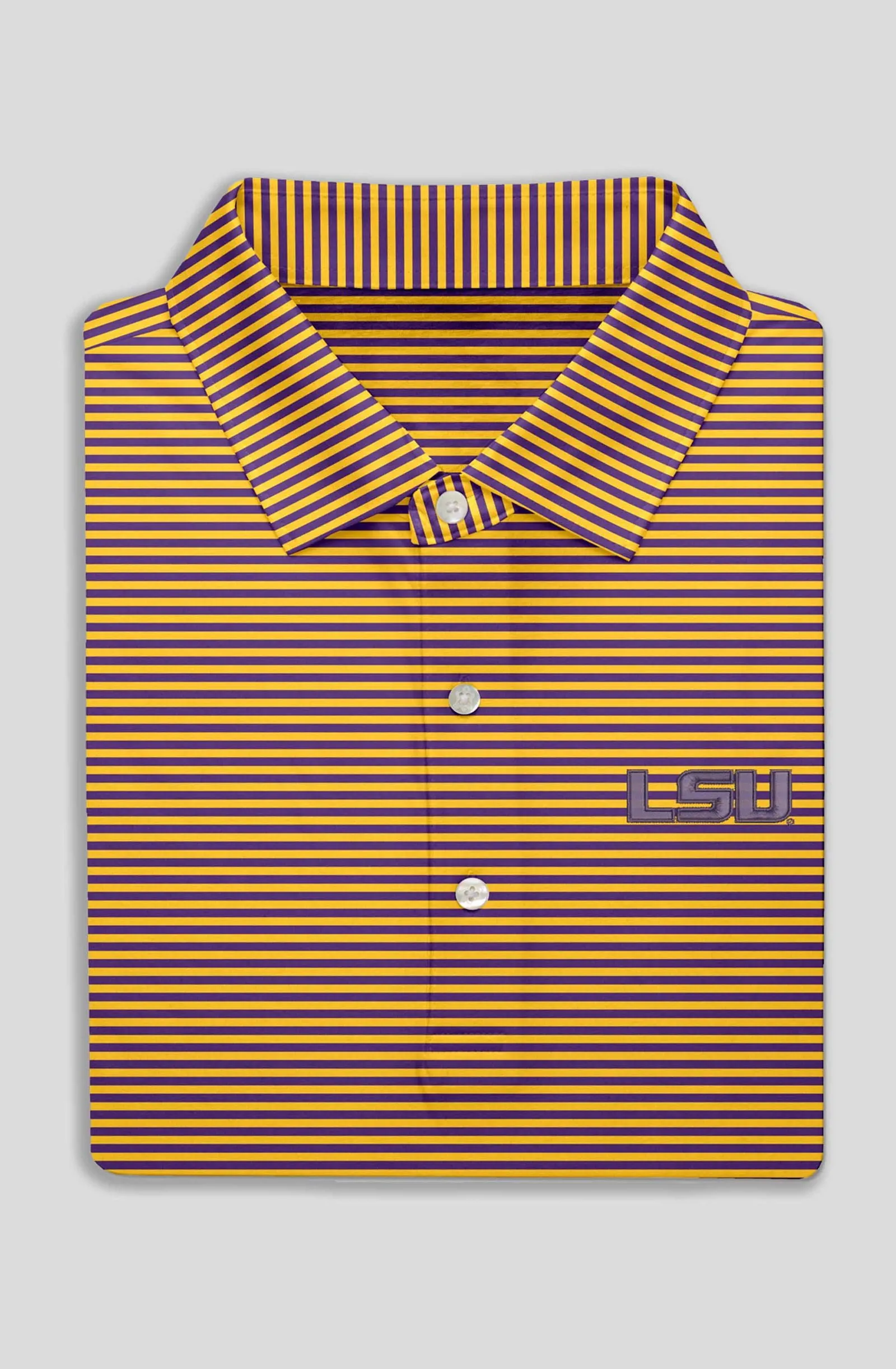 Edward Stripe Performance Polo - Louisiana State University