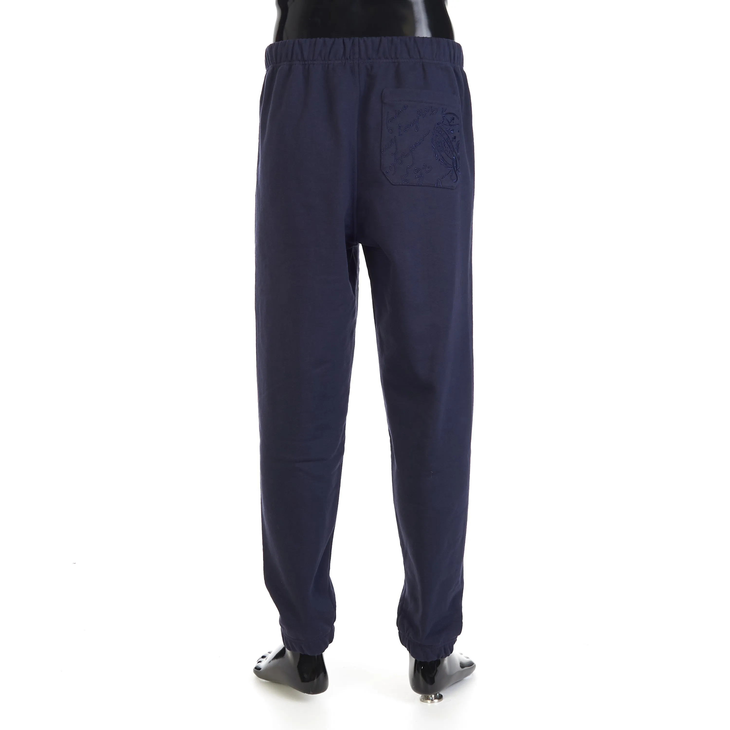 Embroidered Scritto Jogging Trousers - Ink Blue, Fleece Cotton