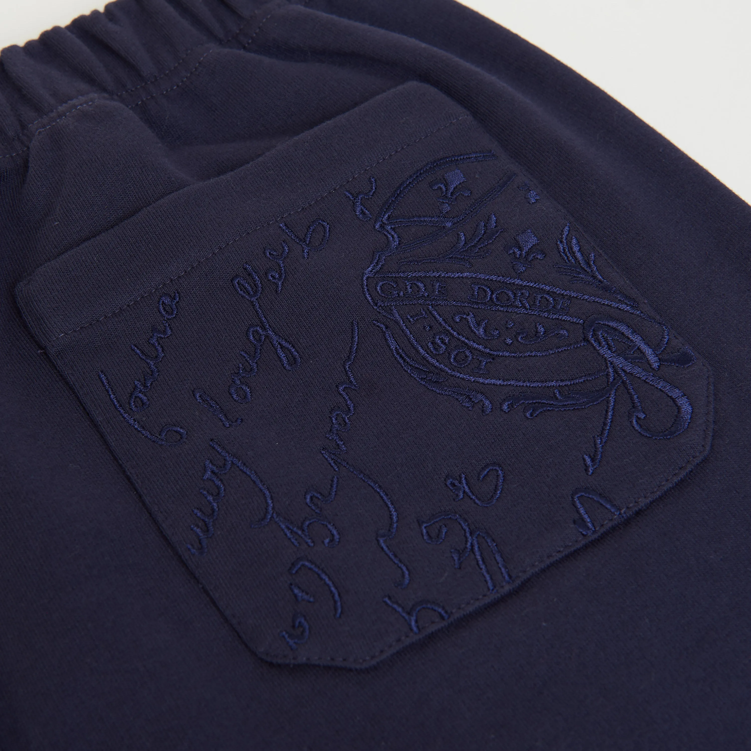 Embroidered Scritto Jogging Trousers - Ink Blue, Fleece Cotton