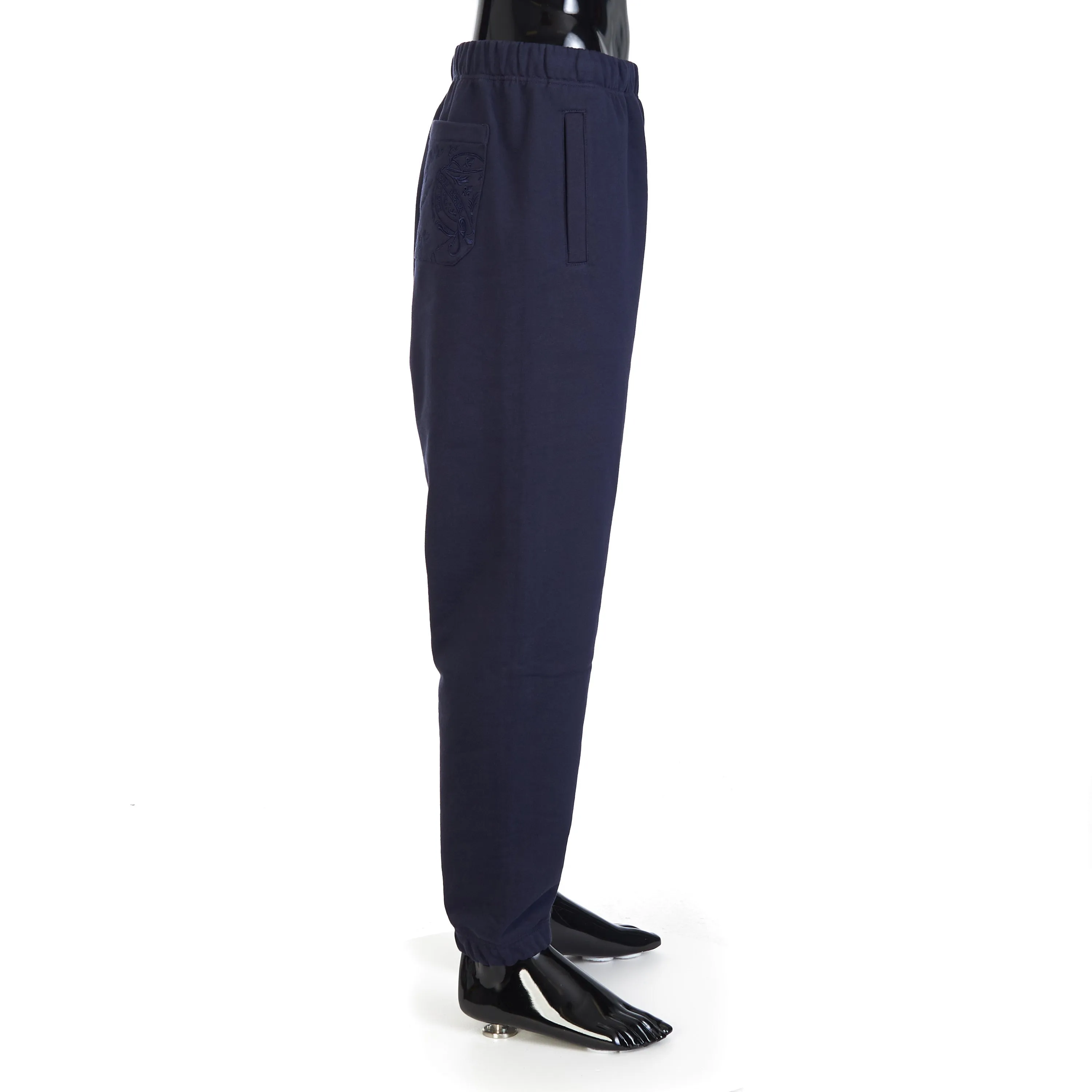 Embroidered Scritto Jogging Trousers - Ink Blue, Fleece Cotton